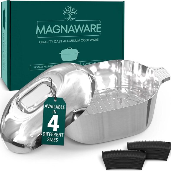 MAGNAWARE Other - Cast Aluminum Dutch Oven with Lid - 5 Quart Oval Lightweight Pot